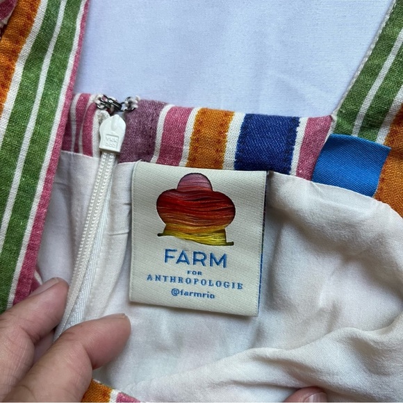 FARM RIO rainbow stripe linen viscose blend ruffle sleeveless romper - Picture 5 of 7